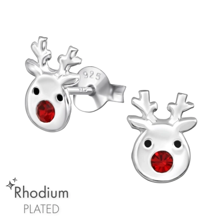 Reindeer with Crystal Ear studs with stones Jewellery | All4silver