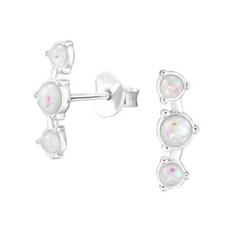 Curved  with semi-precious stones Ear Studs with semi-precious stones Jewellery | All4silver