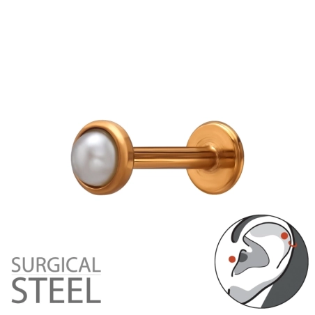 3mm Imitation Pearl Tragus, Helix Steel Jewellery | All4silver