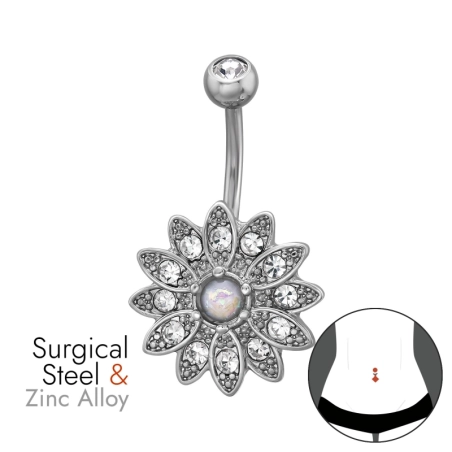 Kvetinová Činka Sunburst 1,6X10Mm (14G) Zakrivená, Zinková A Nerezová Nature Jewellery Jewellery | All4silver