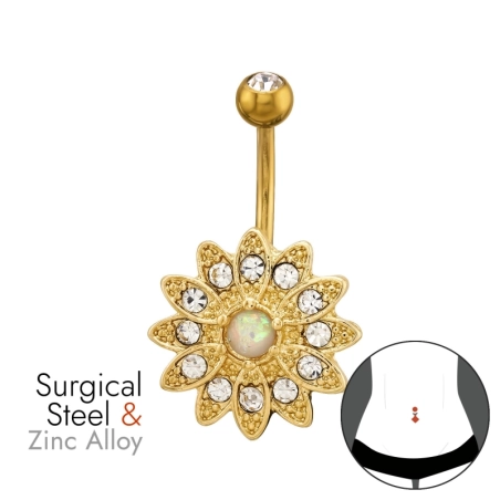 Kvetinová Činka Sunburst 1,6X10Mm (14G) Zlatá Farba, Zakrivená, Zinok A Nehrdzavejúca Oceľ Nature Jewellery Jewellery | All4silv