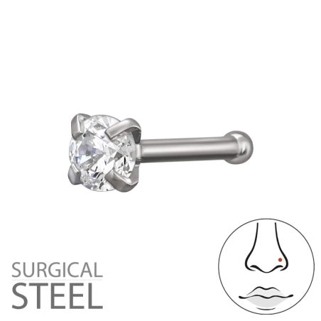 0.8X7.5Mm (20G) 2.5Mm Square 4 Prong Nose Stud Steel Jewellery | All4silver