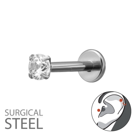 1.2X8Mm (16G) - 3mm Round 4 Prong Steel Jewellery | All4silver