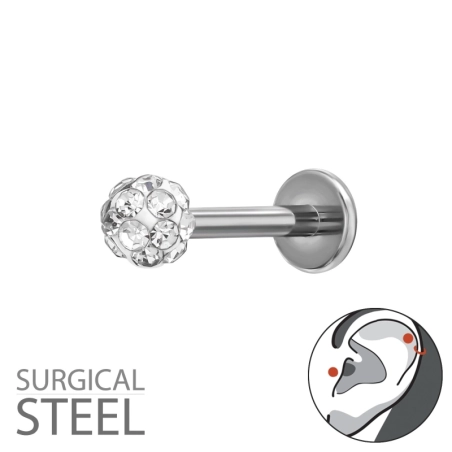 1.2X8Mm (16G) - 3mm Crystal Ball Steel Jewellery | All4silver