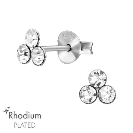 Triangle with Crystals Ear Studs with Crystal stones Jewellery | All4silver