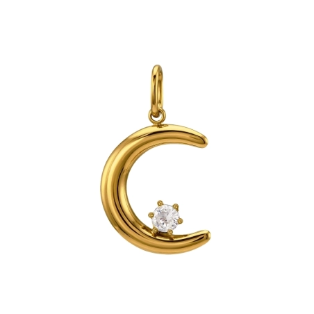 17 mm Gold-plated moon with zircon Stars, Moon & Sun Jewellery | All4silver