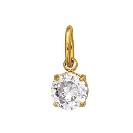 Gold plated with round zircon Steel pendants Jewellery | All4silver