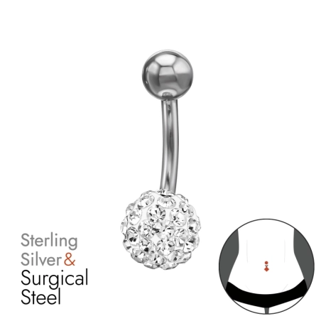 Piercing do pupku s krištáľovou guličkou TST Zaskrutkujte zadné štuple do uší Jewellery | All4silver