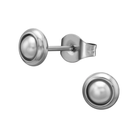 3D Round with Pearl - 316L Surgical Grade Stainless Steel Steel Ear Studs