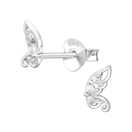 Butterfly Wings Ear Studs with Zirconia stones Jewellery | All4silver