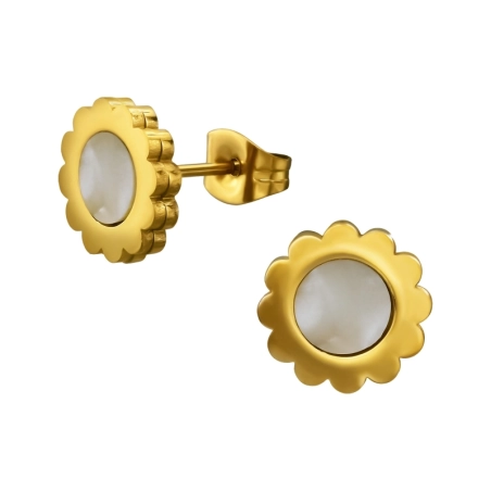 Golden Flower - 316L Surgical Grade Stainless Steel Steel Ear Studs
