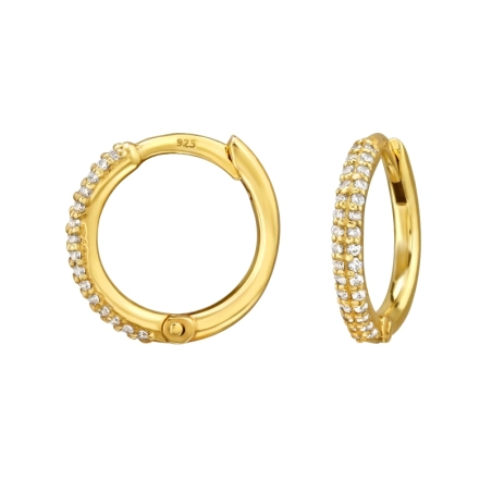 12 mm Golden Huggies with Zirconia - 925 Sterling Silver Huggies