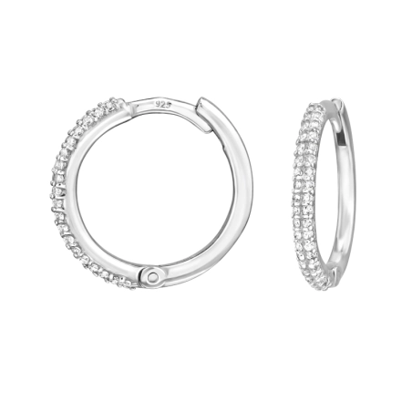 14 mm Huggies with Zirconia - 925 Sterling Silver Huggies