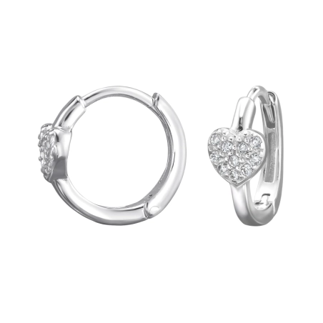 Heart with Zirconia - 925 Sterling Silver Huggies