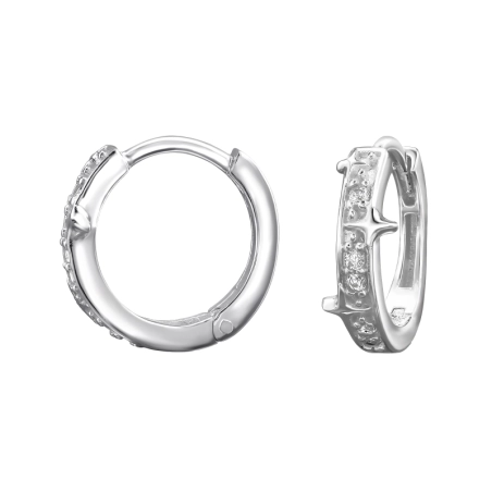 Huggie with Zirconia - 925 Sterling Silver Huggies