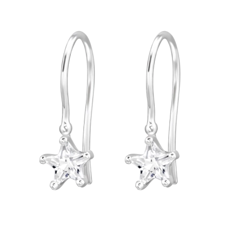 6 mm Star with Zirconia - 925 Sterling Silver Earrings With Zirconia Stones