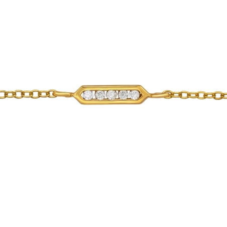 10 mm Golden Bar with Zirconia - 925 Sterling Silver Bracelets With Silver Chain