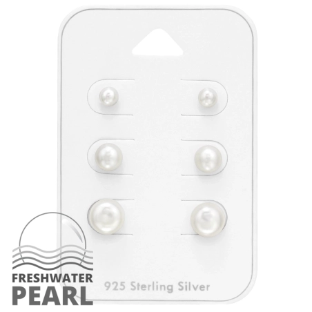3x pearl earrings - 925 Sterling Silver Jewellery Sets
