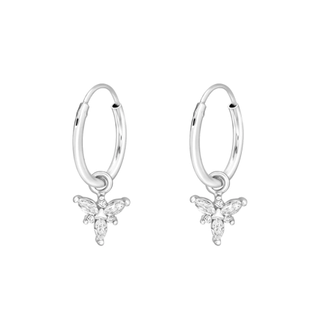 Flower - 925 Sterling Silver Ear Hoops