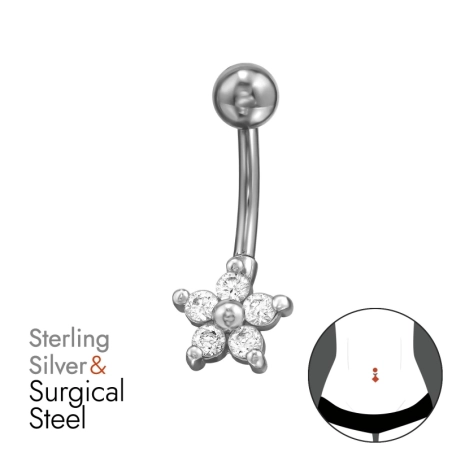 Flower with Zirconia Nature Jewellery Jewellery | All4silver