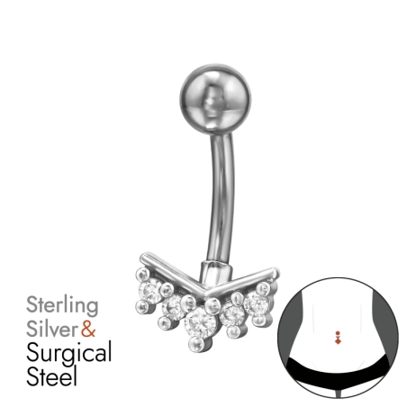 Chevron with Zirconia - 925 Sterling Silver + 316 Surgical Steel Belly Bananas