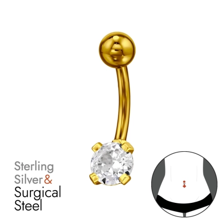 Golden Round with Zircon Geometric Jewellery Jewellery | All4silver