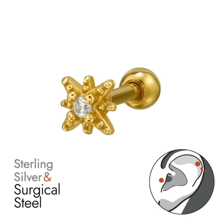 Golden Star with Zirconia Stars, Moon & Sun Jewellery | All4silver
