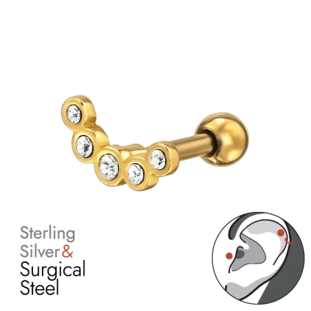 Golden Curved with Zirconia Silver Jewellery | All4silver