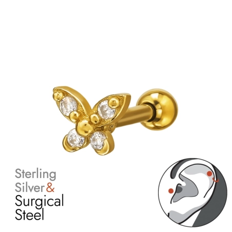 Golden Butterfly with Zirconia Animals jewellery Jewellery | All4silver