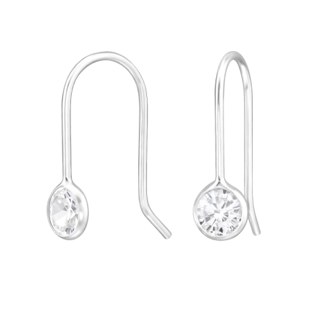 4 mm Round Zircon - 925 Sterling Silver Earrings With Zirconia Stones