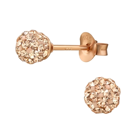 Crystal Ball Ear Studs with Crystal stones Jewellery | All4silver