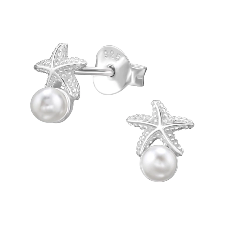 Starfish with Pearls - 925 Sterling Silver Ear Studs With Pearls