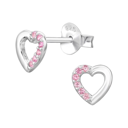  Heart with Zirconia - 925 Sterling Silver Ear Studs With Zirconia Stones