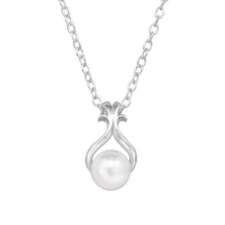 Pearl  Necklace - 925 Sterling Silver Necklace With Stones