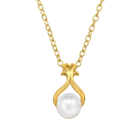 Pear - Pearl - 925 Sterling Silver Necklace With Stones