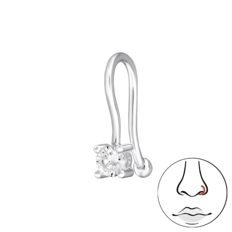 Crystal Nose Piercing 2.5Mm - 925 Sterling Silver Nose