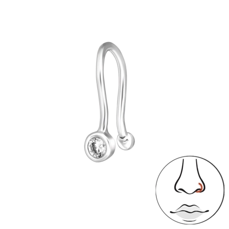 Round Crystal  2mm - 925 Sterling Silver Nose