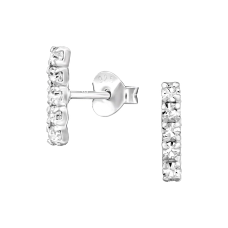 Stick with crystals Ear Studs with Crystal stones Jewellery | All4silver
