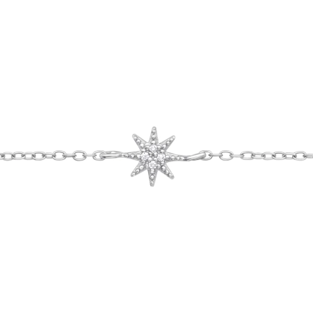 Sparkling Star with Zirconia - 925 Sterling Silver Bracelets With Silver Chain