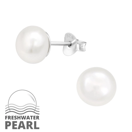 7mm Pearl Ear Studs with Pearls Jewellery | All4silver