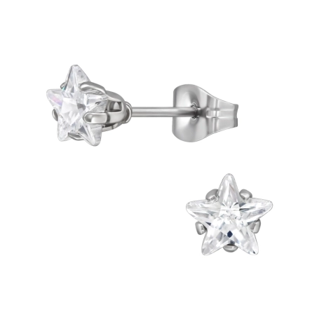 6mm Star - 316L Surgical Grade Stainless Steel Steel Ear Studs
