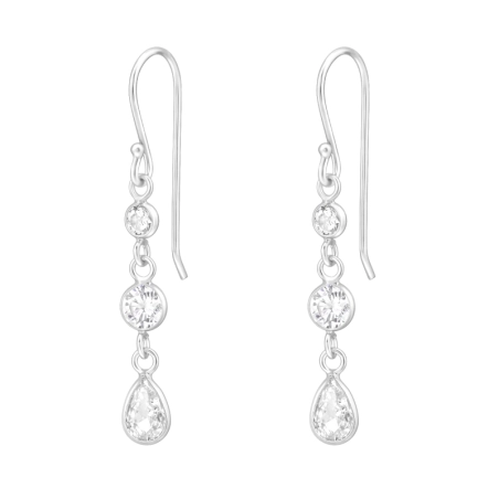 Geometrical 3 Layer Dangling Earrings with Zirconia stones Jewellery | All4silver