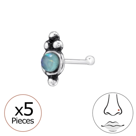 5 pcs Round Nose Piercing  - 925 Sterling Silver Nose Silver Piercing