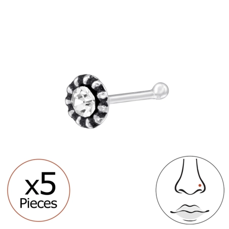 5 pcs Round Disc - 925 Sterling Silver Nose Silver Piercing
