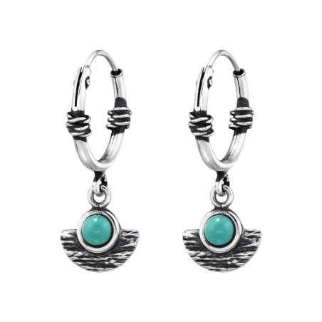 Geometrical Dangling - 925 Sterling Silver Bali Silver Hoops