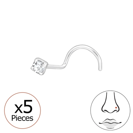 5 pcs Round 2mm - 925 Sterling Silver Nose Silver Piercing