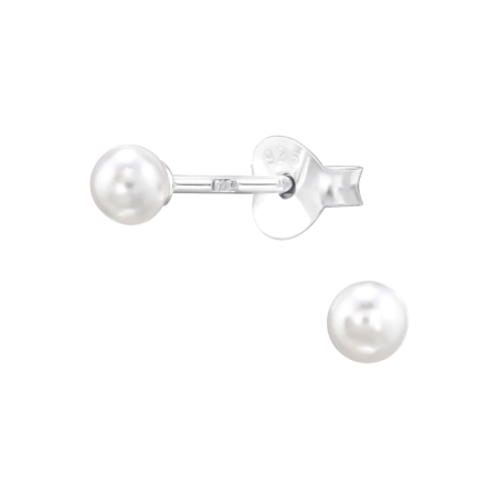 Round Pearl - 925 Sterling Silver Ear Studs With Pearls