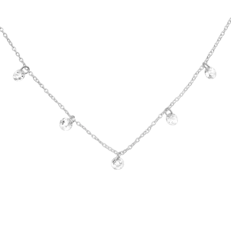 Round cubic zirconia 4mm x 5mm - 925 Sterling Silver Necklace With Stones