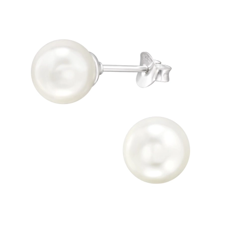 Pearl - 925 Sterling Silver Ear Studs With Pearls