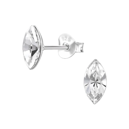 Marquise with crystal - 925 Sterling Silver Ear Studs With Crystal Stones
